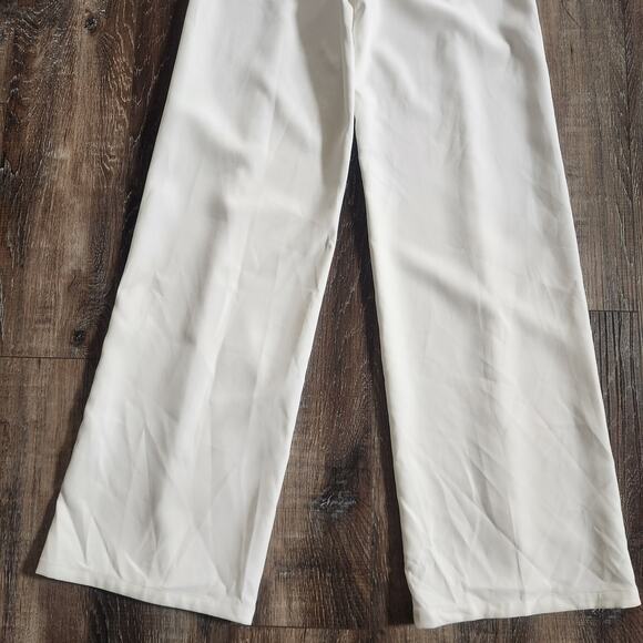 Retrofete White/Cream Jumpsuit Halter Open Back Silk Size Small Sample Wide Leg - Picture 8 of 11